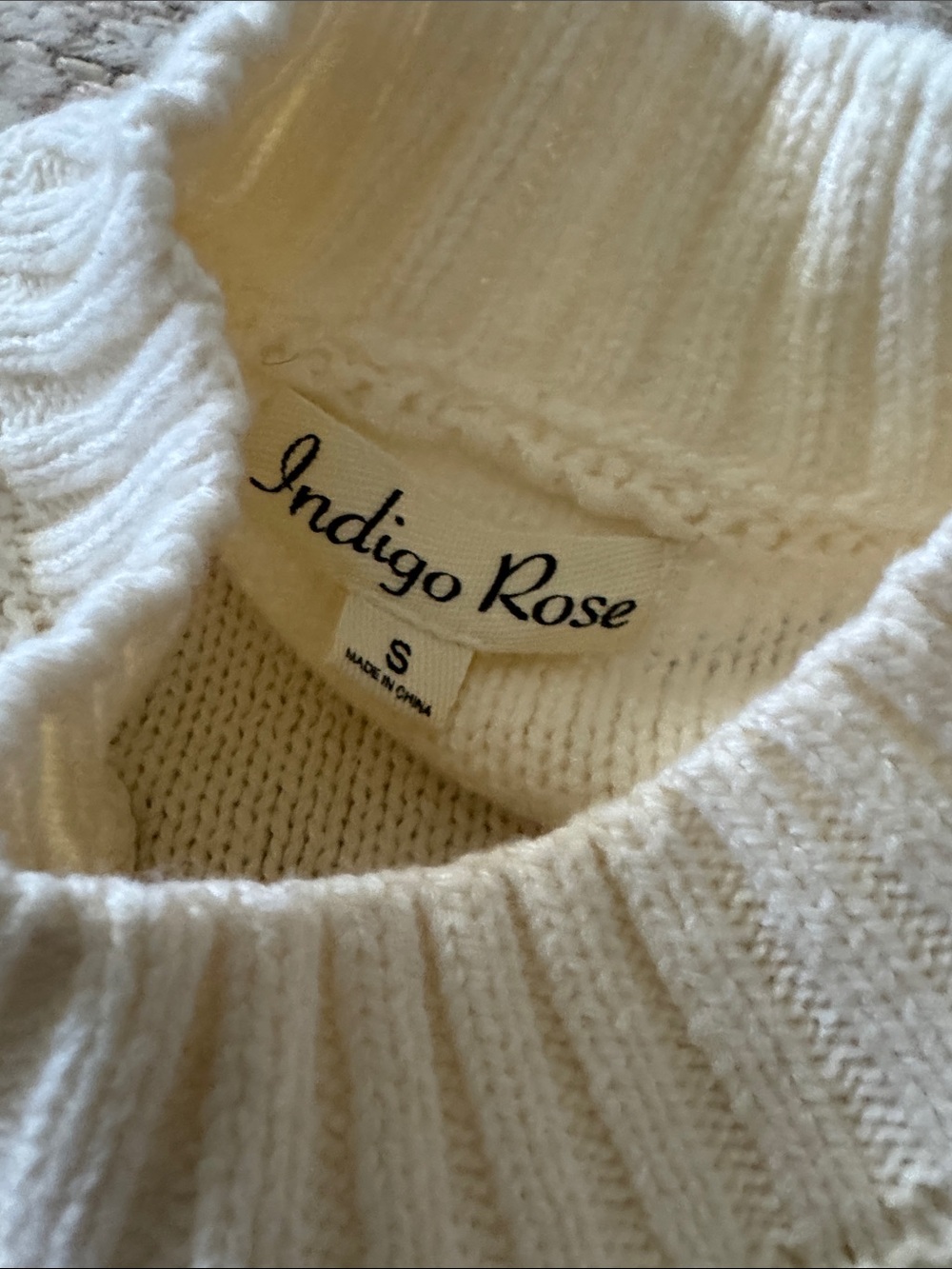 Indigo Rose Cream Cable-Knit Ruffle Sleeve Sweater - Picture 2 of 3